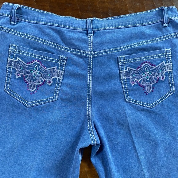 DG2 Embellished Jeans Petite 14P Purple Blue Eclectic -‎ Glam - Picture 10 of 11